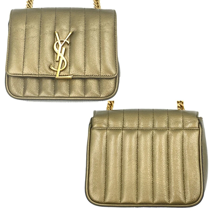Borsa a tracolla Saint Laurent Vicky Ysl Monogram trapuntata con catena in pelle