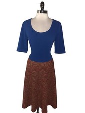 LULAROE Size 3XL Nicole Dress Blue Red Green Floral Short Sleeve Knee Length