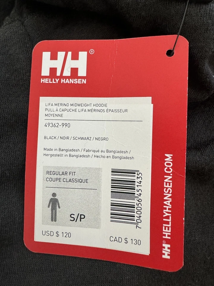 NUEVO EN CAJA Sudadera con Capucha Helly Hansen Lifa Active Merino Capa Base Peso Medio Para Hombre Negra talla S Foto 2 de 4