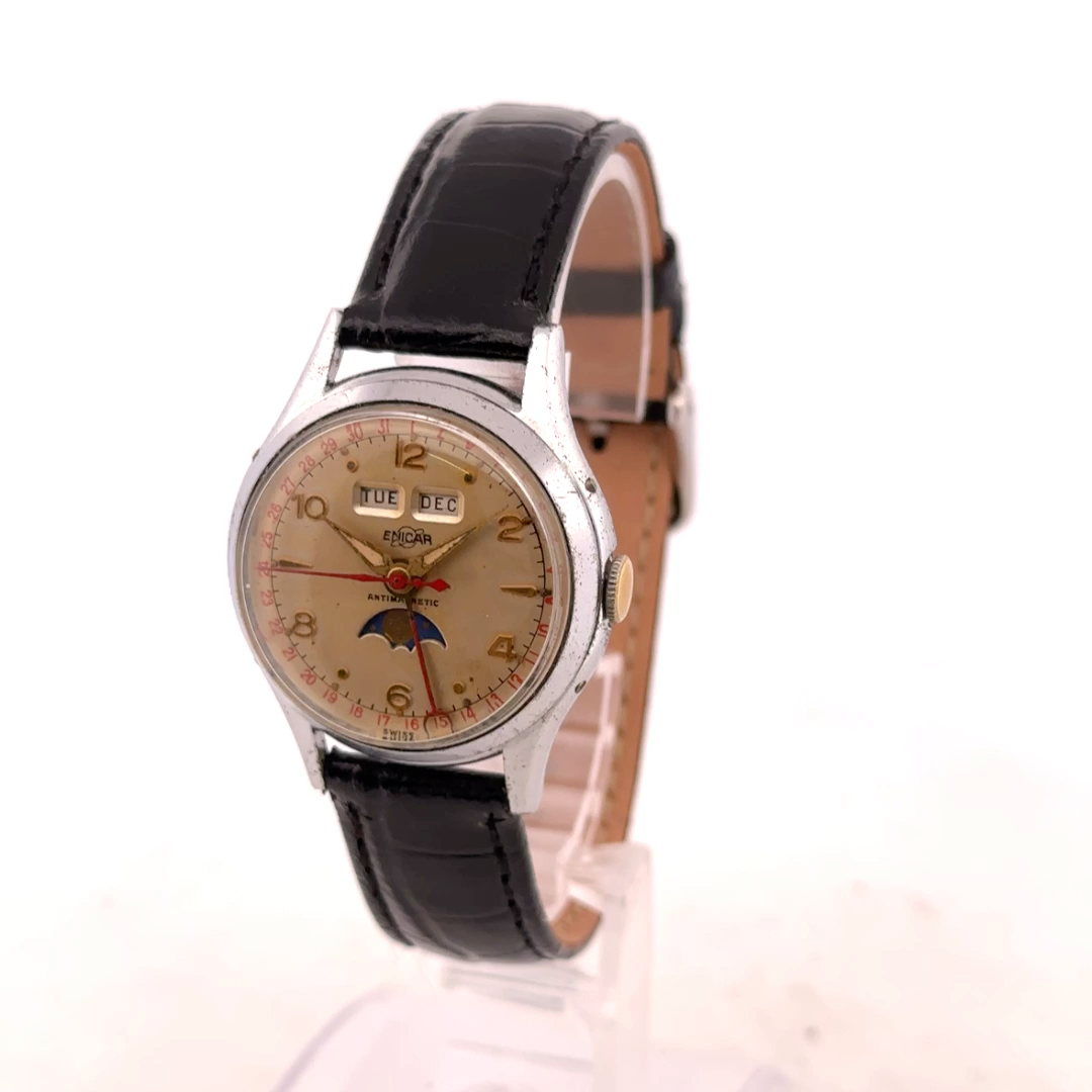 Vintage Enicar Triple Date Moonphase 160 Men's Mechanical