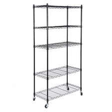 5-Shelf Steel Wire Tier Layer Shelving Durable 30.1x14.2x63" Holder Storage Rack