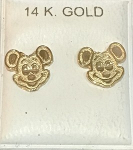 Novo Em Folha Ouro 14kt Brincos Femininos De Mickey Mouse Frete Gratis Ebay