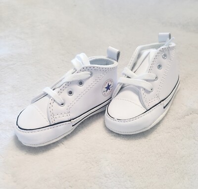 CONVERSE ALL-STAR WHITE SOFT SOLE CRIB SHOES BABY INFANT SIZE