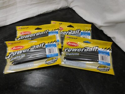 Lot of 4 Berkley Soft Fishing PowerBait - 5''  Sinking Minnow - Green Pumpkin