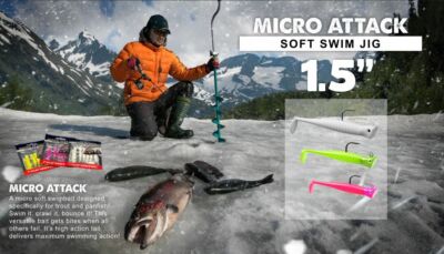 Ice Fishing lure, Ice Jig, MICRO Swim-Jig (White) 1.5'' 