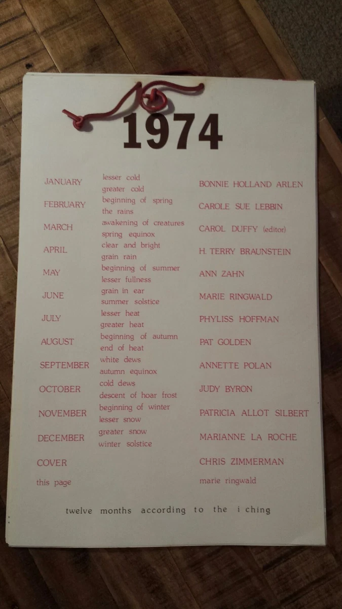 1974 Calendar by 12 Various Artists / All Artists Signed Their Month/500  Copies | eBay
