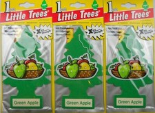Air Freshener Car Truck Little Trees LARGE SIZE "Green Apple Fragrance" Lot of 3