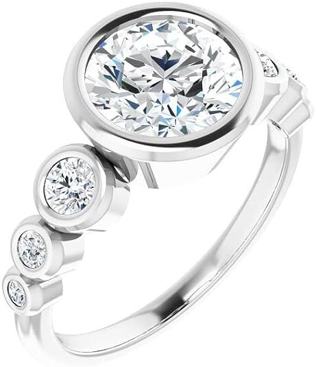 2CT Moissanite Engagement Ring in 14K White Gold Plated Band for Women  -image