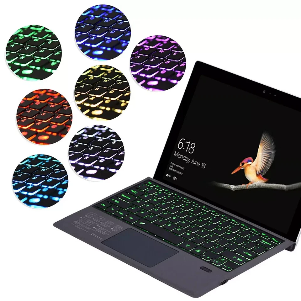 For Microsoft Surface Pro 3 4 5 Pro 7 Pro 6 Backlit Wireless Bluetooth Keyboard - Image 2 of 4