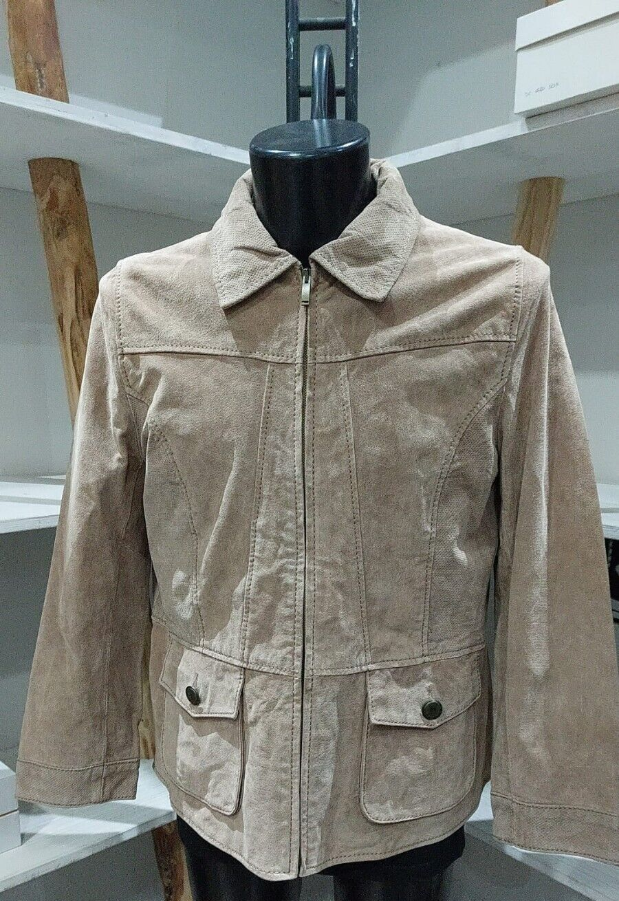 Vintage Oviesse Light Brown Leather Jacket for Women Size 41 PGC1057PI