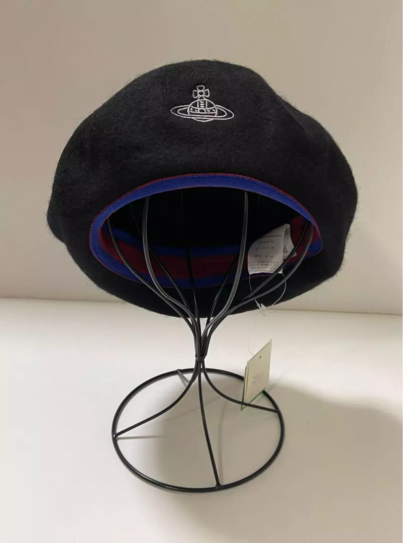 Vivienne Westwood Beret hat Cap Black Orb Embroidery Wool Ladies S〜M From Japan Vivienne Westwood Beret hat Cap Black Orb Embroidery Wool Ladies S〜M From Japan