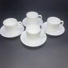 Vintage Set 4 ARCOPAL France Milk Glass RestWare Stackable Mini Cup/Saucer