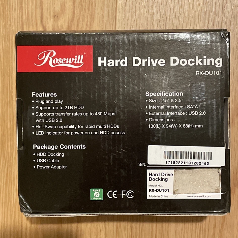 Rosewill RX-DU100 2.5” 3.5” SATA to USB 2.0 Hard Drive Docking Station Hot-Swap - Image 2 of 2