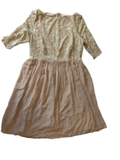 Asos Womens Maternity Dress Beige 6 Fit & Flare Floral Lace Lined Pleated Mini