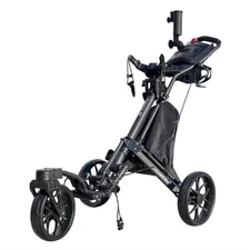 CaddyTek CaddyLite EZ-S Pro 3-Wheel Golf Buggy with Swivel Front Wheel - Black