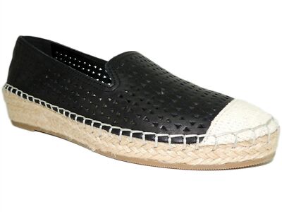 Bella Vita Women's Channing Flat Espadrille Black Leather Size 6 M