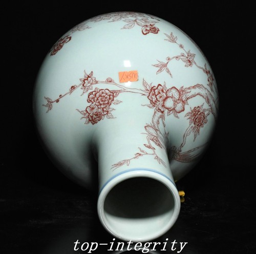 Vase bouteille sphère céleste oiseau porcelaine fleur oiseau achats famille rose 14,9
