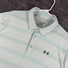 Under Armour Playoff Polo Shirt Mens 2XL XXL Green Striped HeatGear Golf Outdoor