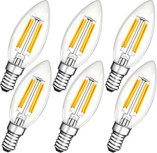 Dimmable 6W E12 LED Candelabra Light Bulbs, 60W Eqv B11 Vintage Filament Bulbs,