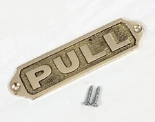 Solid Brass Door Sign "PULL" Plate 13cm – Screw Mount – Classic Look New