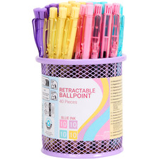 40x Kugelschreiber Blau inkl. Stiftebecher Kuli Set Vorratspack Büro Schule NEU
