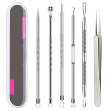 Pimple Popper Tool Kit, 6 Pcs Blackhead Remover 1 Count Pack of 6 , Silver