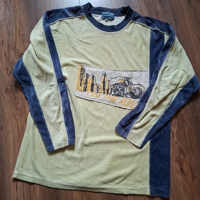 Retro On The Road Sweater Pullover Gr.L Monthalt Vintage Gelb Blau 90s Sport