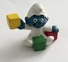 Baby Smurf With Blocks PVC Figure Schleich Vintage 1984