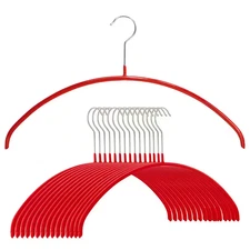 Mawa, 40P Euro Steel Anti-Slip Clothing Hanger, Set of 15, Red