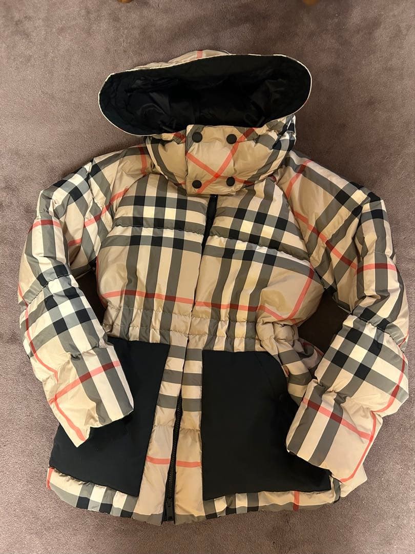 BURBERRY Check Pattern Down Jacket, Black, Women'… - image 2