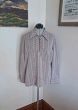 60s Vintage Disco Shirt, Montgomery Ward Sz L Hippie Mod/Gogo Quarter Zip