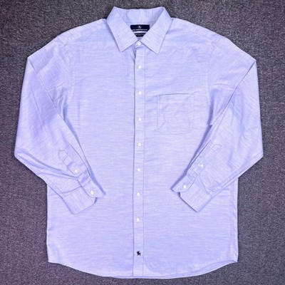 Hart Schaffner Marx Shirt Mens 17-35 Blue Non-Iron Pima Cotton Business Casual