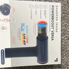 Sharper Image Powerboost Versa Hot/Cold Massage Gun, 6 Heads, Case, Blue