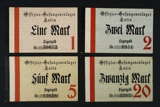 4x Eutin KGL PoW: 1 2 5 20 Mark o.D. Kriegsgefangenenlager