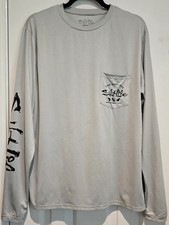 Men's Salt Life Watermans Trifecta SLX Long Sleeve Shirt Size Small Gray UV 30