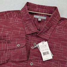 Ike Behar Shirt Mens Large Red Chile Garnet Long Sleeve Stretch Button Front