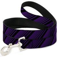 Dog Leash Diagonal Stripes Black/Purple (Us Import)