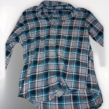 Izod Medium Flannel Green Medium Shirt Button Down Long Sleeve