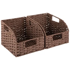 Pantry Baskets for Organizing, Paper Rope Baskets with Built-in Handles, Wick...