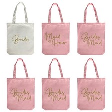 LADY  HOME 6pcs Bachelorette Party Tote Bag, Bride Bridesmaid Cotton Tote Ba...