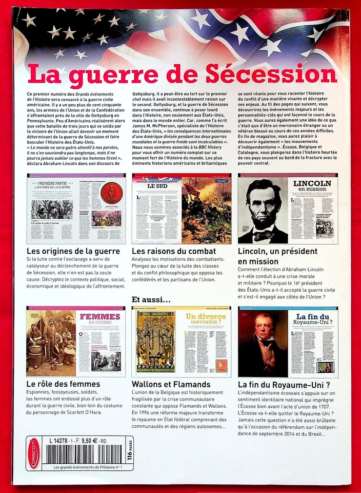 Les grands événements de l'histoire n° 1 - Histoire de la guerre de Sécession - Photo 2/2
