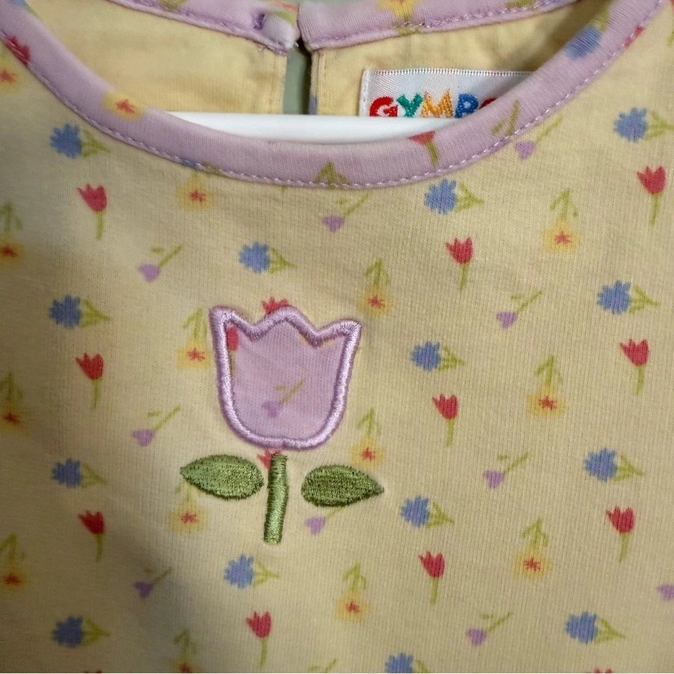 Vestido Gymboree Vintage (1998) Amarillo y Morado Niñas Talla Grande 4-5 años Tulipán Foto 2 de 4