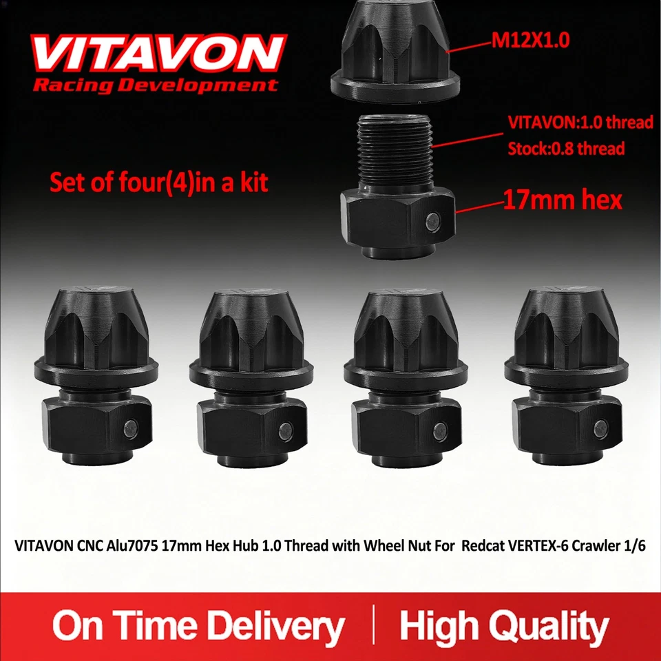 VITAVON CNC Alu7075 17mm Hex Adapter M12x1.0 For Redcat VERTEX-6 1/6 - Image 2 of 4