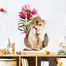 Cute Cat Wall Sticker Removable Kitty Wall Decals 16"  24" Girls Bedroom Dec...