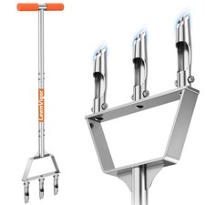 Manual Core Lawn Aerator Tool - 3 Hollow Tines, Orange
