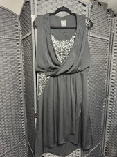 Vince Camuto Black Sequin V-Neck Hi Low Cocktail Dress Women Size 12 Glam Party