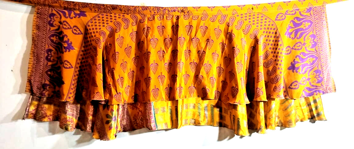 Mini faldas 21" de largo vintage Sari Magic Wrap faldas multicolor bohemio hippie