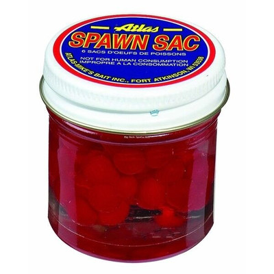 Atlas Mikes Soft Nylon Spawn Sacs Salmon Eggs Red 6 Sacs/Jar 62066