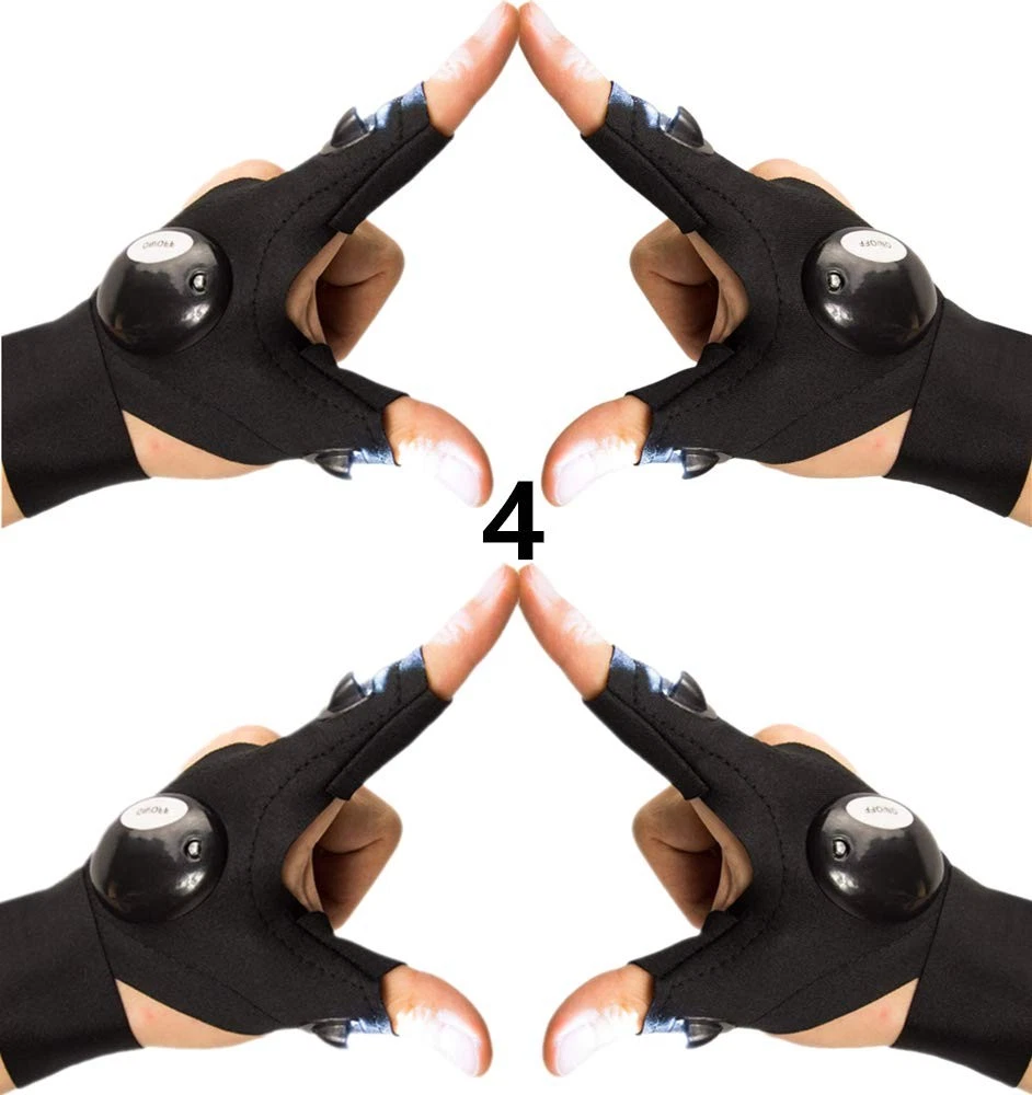 Guantes con linterna LED, luz sin dedos, herramienta pesca al aire libre gadgets