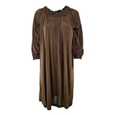 PRADA – Vintage Y2K Smocked Dress - Brown Crushed Velvet Archive | Size S